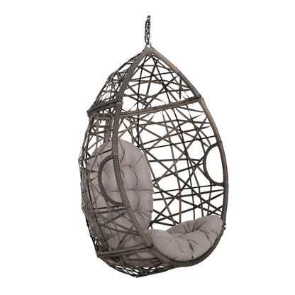 Christopher Knight Home Cayuse Outdoor Wicker Hanging Egg Chair, Gray