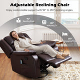 ANJ Swivel Rocker Recliner Chair, Manual Rocking Glider Massage Recliner with Heat, Overstuffed PU Leather Big Large Recliner for Living Room Bedroom Nursery ANJ