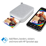 HP Sprocket 2x3" Instant Smartphone Photo Printer - Portable Color Wireless Mobile Printer - Zink Sticky-Back Photos - Print from Compatible iOS & Android Devices with Bluetooth w/Fun App - Luna Pearl HP