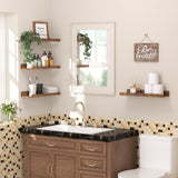 upsimples Floating Shelves for Wall, Wood Mounted Shelf Decor Storage Set of 6, for Bedroom, Living Room, Bathroom, Kitchen, Picture Ledge, Brown upsimples