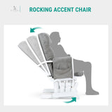 Naomi Home Nursery Glider Ottoman Sets Reclining Glider Rocker with Ottoman Nursery Rocking Breastfeeding Maternity Chair for Baby Room Recliner with Padded Arms - White Dark Gray Naomi Home