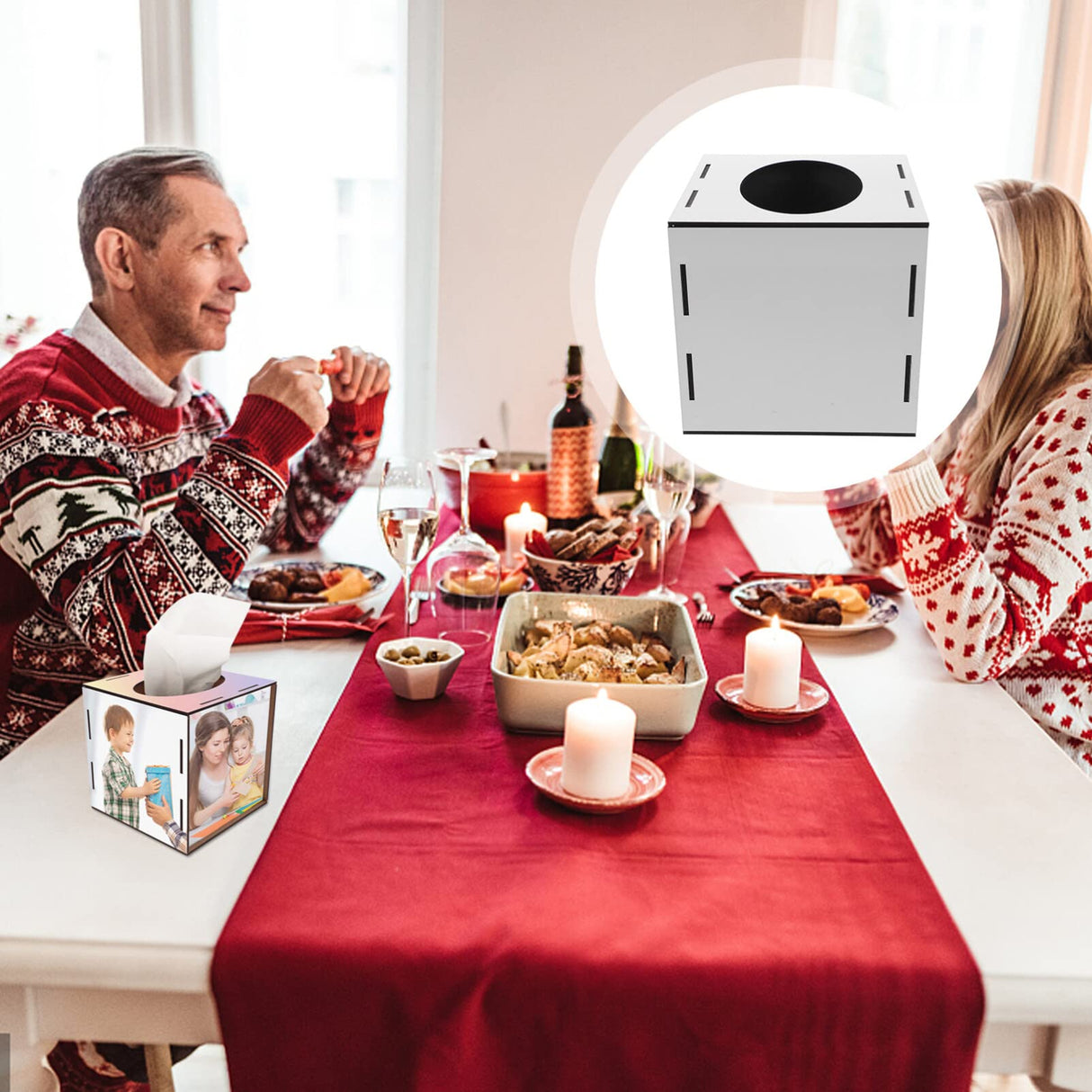 SEWACC Sublimation Blank Tissue Box Dispenser DIY Cube Tissue Holder Transfer Paper Tissue Storage Container Thermal Transfer Paper Towel Box Cover for Living Room SEWACC