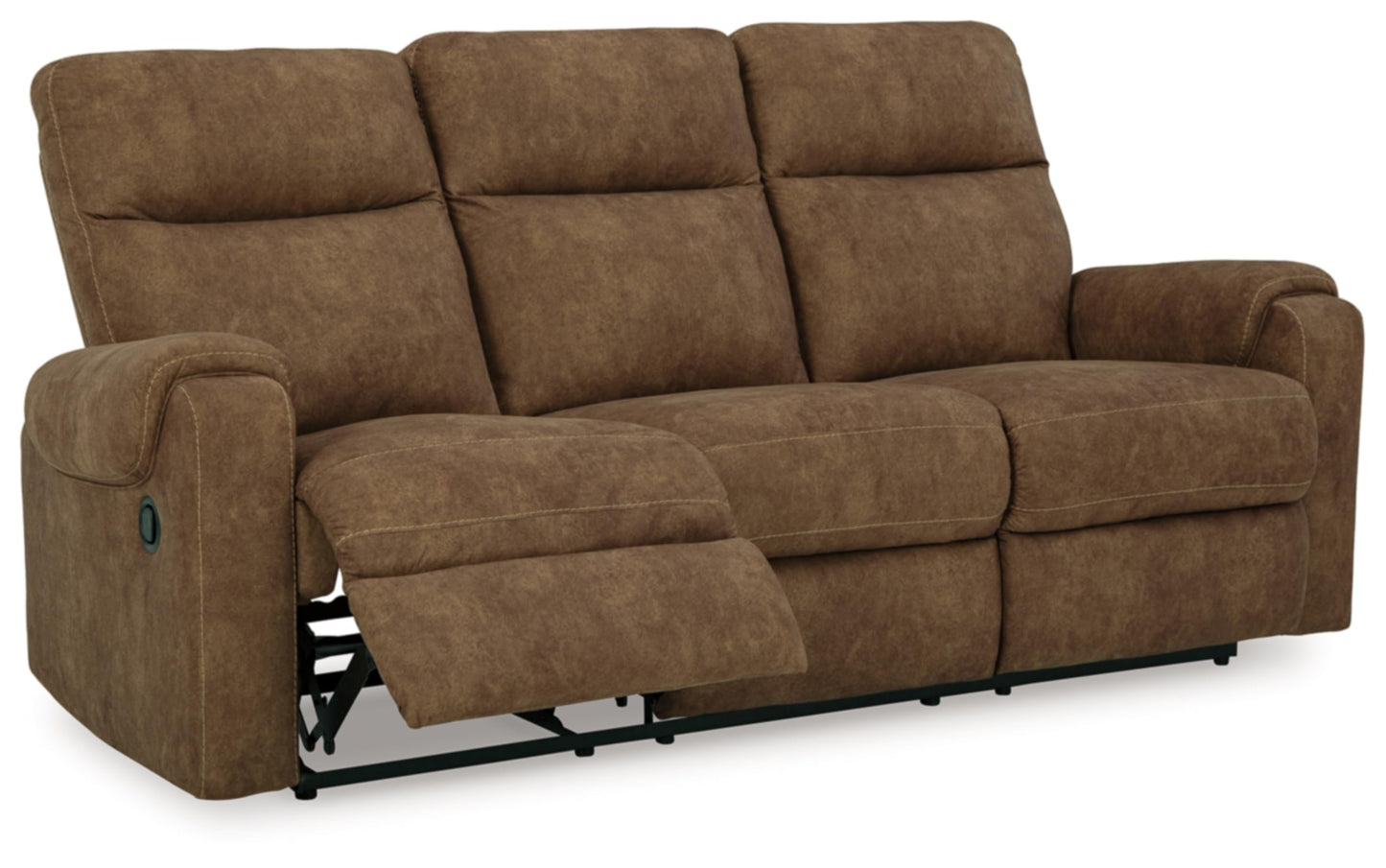 Signature Design by Ashley Edenwold Contemporary Faux Leather Manual Reclining Sofa, Dark Brown