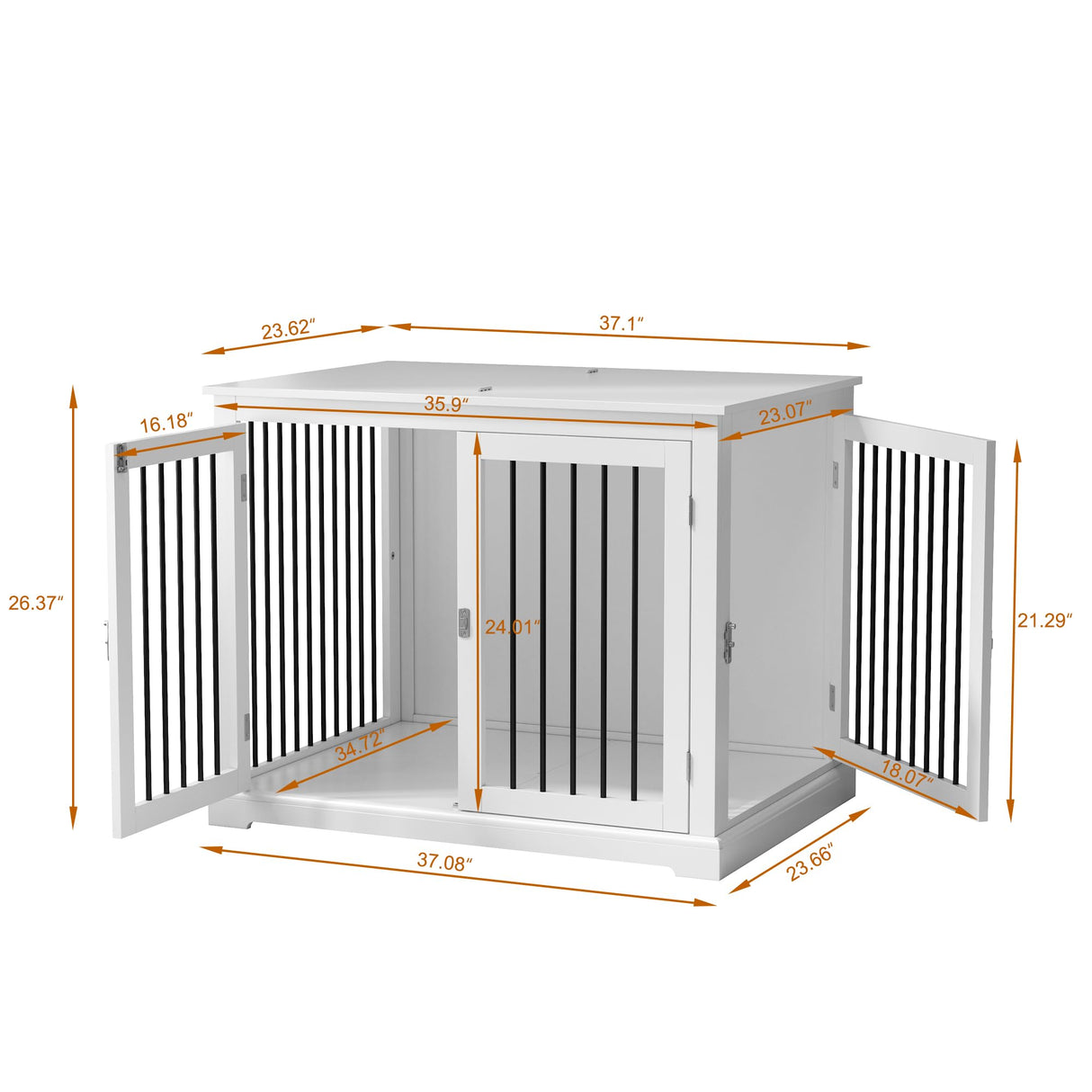 PUPETPO Furniture Style Dog Crate with Cushion, Dog Kennel Medium, Dog Crates, Dog Cage for Small and Medium Dogs, Decorative Dog Kennel with Flip-top Plate, Chew-Proof Metal Bars, White PUPETPO