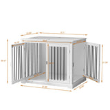 PUPETPO Furniture Style Dog Crate with Cushion, Dog Kennel Medium, Dog Crates, Dog Cage for Small and Medium Dogs, Decorative Dog Kennel with Flip-top Plate, Chew-Proof Metal Bars, White PUPETPO
