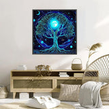 YQFCZDQ Tree of Life Diamond Art Kits for Adults,DIY Blue Moon&Star 5D Diamond Painting Kits Round Diamond Dots for Beginners,Full Drill Paint with Diamonds Pictures Gem Art Home Decor 13.78X13.78in YQFCZDQ