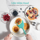 600ºF Heat Resistant Silicone Turners: U-Taste 13.6in Long Solid & Slotted Kitchen Spatula Flipper, Wide and Large Flexible Cooking Utensil for Flipping Egg, Pancake, Cookie (Aqua Sky, 2PCS) U-Taste