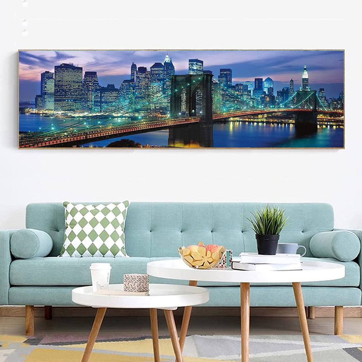 YALKIN 5D Large Diamond Painting Kits for Adults (35.43x11.8inch), Full Round Drill Brook Bridge Pictures Arts Paint by Diamonds Kits Diamond Art Kits for Home Wall Decor Relax Gift YALKIN