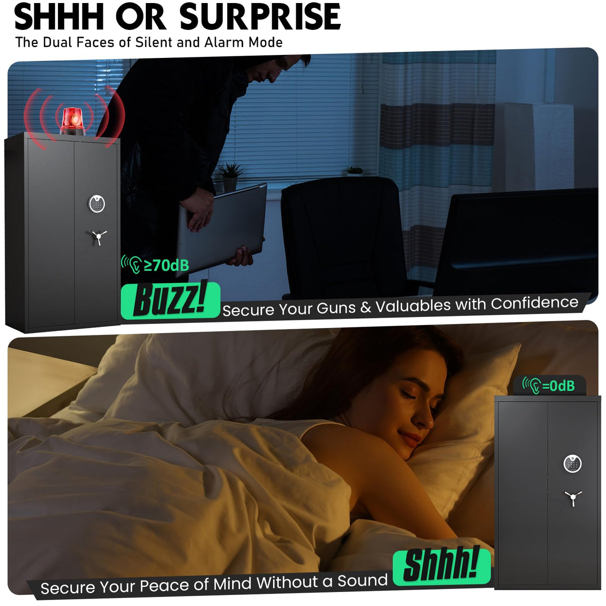 Luzfuego 30-40 Large Gun Safe, Digital Gun Safe for Rifles and Pistols with LCD Keypad & Gun Rack, Unassembled Long Gun Cabinet for Rifles and Shotguns with Mute Function & Dual Alarm Luzfuego