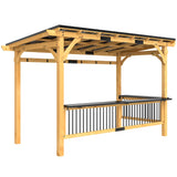 Outsunny 13' x 6' Wooden BBQ Grill Gazebo, Hardtop Grill Gazebo with Metal Roof, 2 Bar Shelves and 6 Hooks, Outdoor BBQ Gazebo for Patio, Garden, Backyard, Natural Outsunny