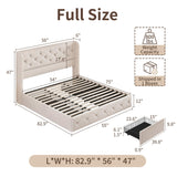 BRELTAM Full Size Bed Frame with Storage Drawers and Wingback Headboard Linen Upholstered Platform Bed Frame Tufted Beds with Heavy Duty Wood Slats, Noise Free, Easy Assembly, Beige BRELTAM