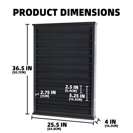 Large 144 Shot Glass Display Case Rack Solid Wood Cabinet Holder Wall Curio Cabinet Shadow Box for Action Figures Small Figurines - Lockable with UV WoodArtSupply