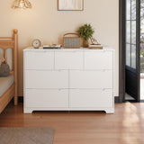 Gizoon 7 Drawer Dresser, 48" Wide White Dresser for Bedroom, Chest of Drawers with Handle Free Design, Modern Storage Organizer for Living Room, Kids Room, Entryway, Hallway, White Gizoon