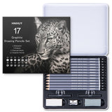 HNIHUY Professional Sketch Pencils Set, 17 Pcs, Graphite Pencils (8B-4H), Erasers and Sharpener, Art Drawing Pencil for Artists Beginner Sketching WoodArtSupply