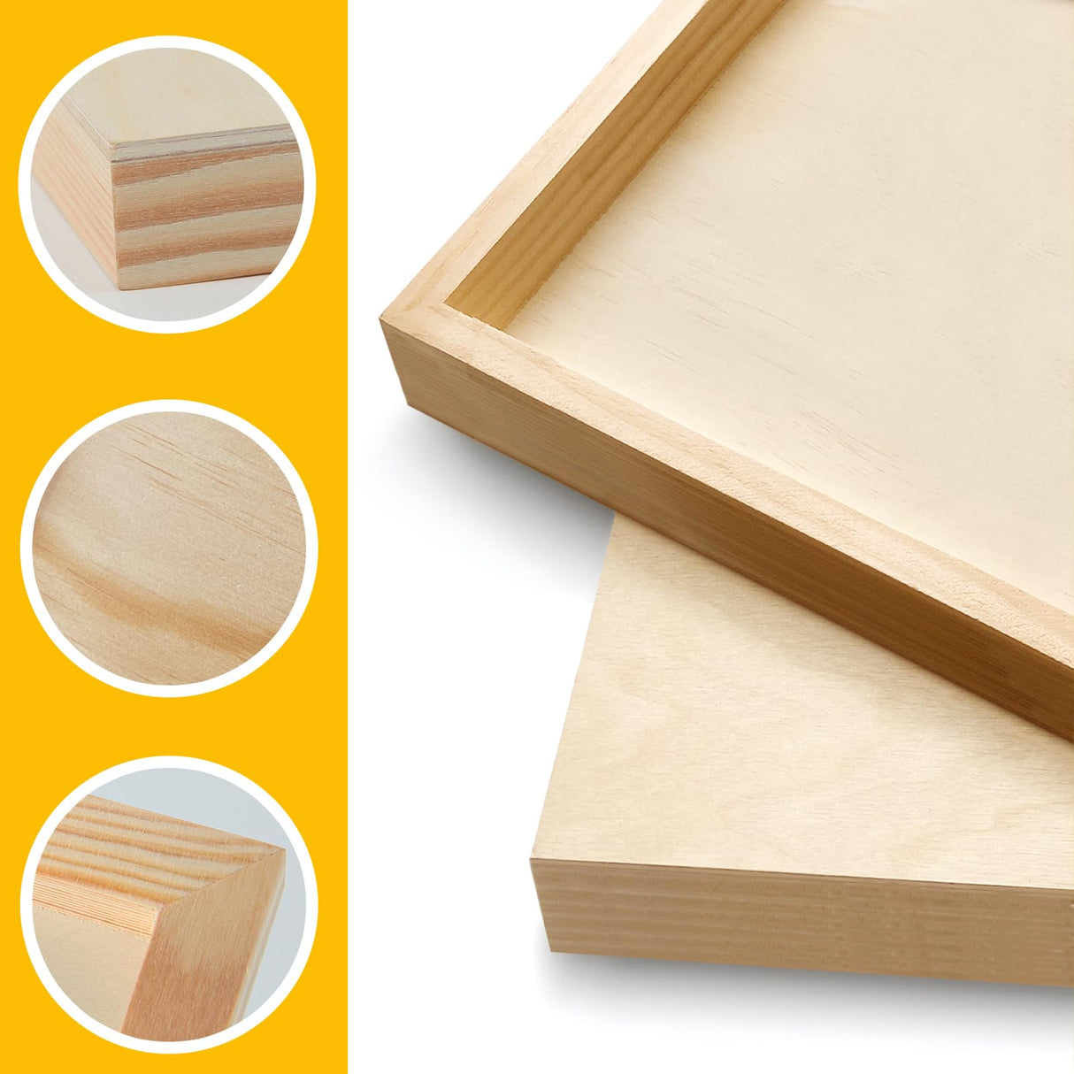 Falling in Art 2 Pack Unfinished Wooden Canvas Panels, 9x12 Gallery Birch Wood Panels Kit, 1 1/2" Deep Art Cradle Boards for Acrylic Painting, Pouring and Burning Falling in Art