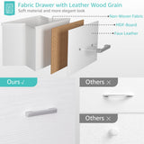 BOLUO White Dresser with LED Light and Charging Station for Bedroom 6 Drawer Dresser with USB Outlet, Dressers & Chests of Drawers Fabric Dresser for Closet Modern BOLUO