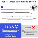 BLIKA 100 Pack T316 Stainless Steel Right&Left Handed Thread Swage Lag Screws for Wood Posts of 1/8" Deck Cable Railing Kit, Wire Railing Kit for Decks with Wrench, DIY Wood Baluster BLIKA