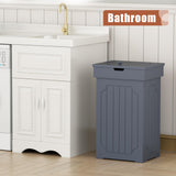 Function Home Trash Can Cabinet, 13 Gallon Kitchen Garbage Can, Wooden Recycling Trash Bin, Freestanding Dog Proof Trash Can, Farmhouse Trash Cabinet with Lid for Home Kitchen Bedroom, Grey Function Home