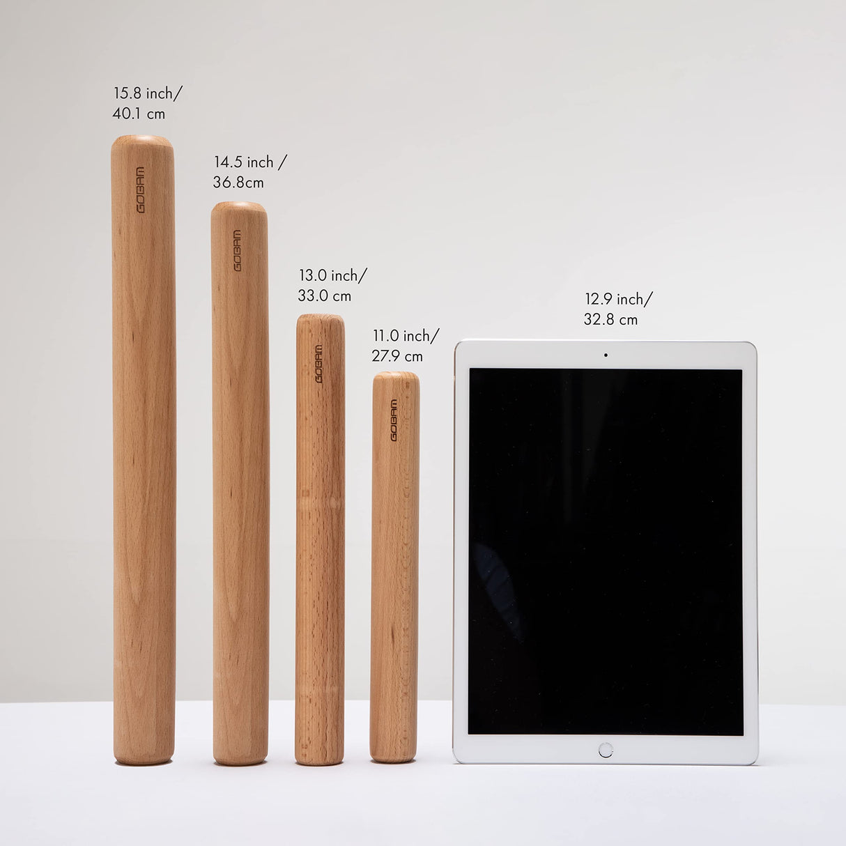 GOBAM Wood Rolling Pin, Small - Dough Roller for Pasta, Cookies, Pie, Pizza, Chapati, Fondant, Rolling Pins for Baking, Bread Making Tools and Supplies - 11 x 1.38 Inches GOBAM