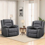 EBELLO Classic Power Recliner Chair, Oversized Electric Reclining Chair with Overstuffed Cushion and Back, Soft Fabric Adults Single Recliner Sofa for Living Room, Set of 2 Grey EBELLO