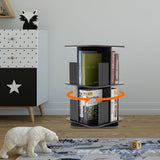 Wingderlier 2-Tier 360° Rotating Black Bookshelf - Space-Saving Stackable Storage Solution Wingderlier