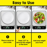 Mik-Nana Food Scale, 10kg/22lb Digital Kitchen Scale Weight Grams and Ounces for Baking Cooking Coffee Package Postage, 6 Units with Tare Function, LCD Display, Easy Clean Stainless Steel Mik-Nana