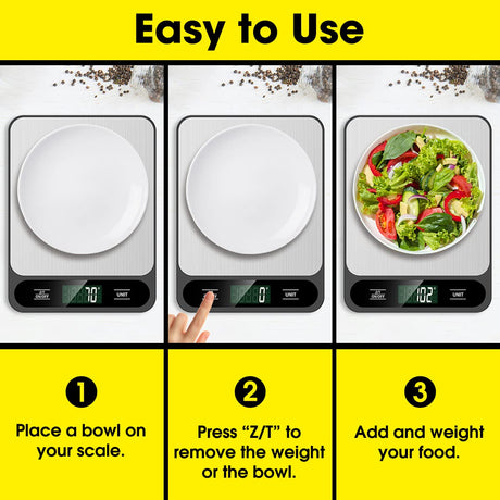 Mik-Nana Food Scale, 10kg/22lb Digital Kitchen Scale Weight Grams and Ounces for Baking Cooking Coffee Package Postage, 6 Units with Tare Function, LCD Display, Easy Clean Stainless Steel Mik-Nana