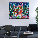 Christmas Candy House DIY Paint by Numbers for Adults Winter Snow Xmas Landscape DIY Oil Painting Acrylic Paint Art Painting Kits Canvas with Acrylic Paints Cute Holiday Art 16x20 Inch（without Frame） Tucocoo