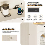 71" Kitchen Pantry Storage Cabinet with Lights and Charging Station, Tall Hutch Cabinet with Storage and Microwave Shelf for Dining Room spanspace