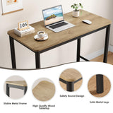 Farini 47 inch Counter Height Bar Table, Rectangular Dining Counter Tables with Metal Legs,Brown Farini