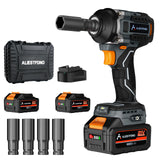 ALIESTFDNO 1/2 inch Cordless Impact Wrench, with Max TRQ (800N.m) 590Ft-lbs Brushless Electric Impact Gun, 2 x 4000mAh Battery, 4 Sockets, 3000RPM High TRQ Impact Driver for Home Car Truck Mower ALIESTFDNO