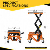 PENSUN Hydraulic Motorcycle Lift Table, 350 LBS Heavy Duty Ultra-Stable Motorcycle Scissor Jack Stand Fit for Motorcycle Dirt Bike ATV Motorcycle Bike, with Deck, J-Hooks, 4 Wheels PENSUN
