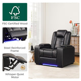 ANJ Power Home Theater Seating Set of 2, PU Leather Electric Recliner Chair with Powered Headrest, Dual Motors Movie Reclining Chairs with LED Lights,USB Port, Cup Holders, Hidden Arm Storage (Black) ANJ