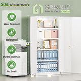 Greenvelly Metal Garage Storage Cabinet with 2 Doors and 4 Adjustable Shelves, 72”H White Steel Lockable Storage Cabinet,Tall Metal Cabinet Locking File Cabinet for Office,Home, Garage, Gym, School Greenvelly