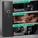 RIFLEWELL 5-6 Rifle Gun Safe, Digital Large Long Gun Safe for Home Rifle and Shotguns, Quick Access Gun Cabinets with LED Light, Rifle Safe with Adjustable Gun Rack and Removable Shelf Riflewell