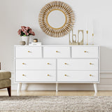 Wananlanen 7 Drawers Dresser for Bedroom, 55'' Dressers & Chests of Drawers with Gold Handles and 7 Large Drawer, Modern Double Wooden Storage Organizer Cabinet, Hallway, White Wananlanen