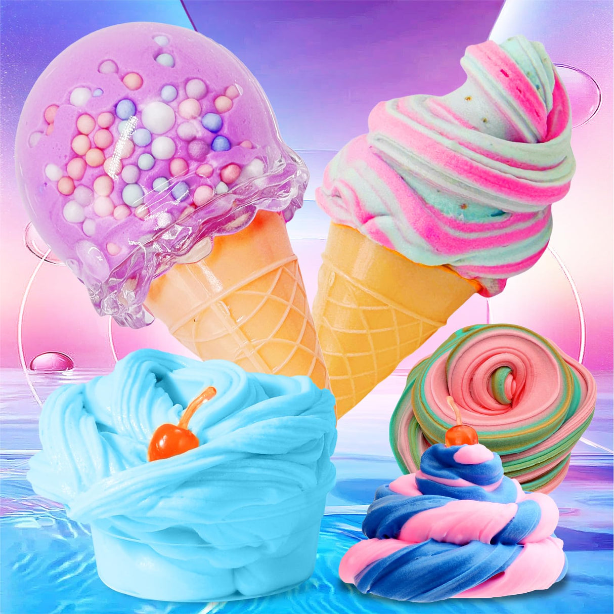 Ice Cream Candy Mini Slime Kit,Can Making Butter Slime,Foam Balls Slime, Party Favors for Kids,Stress Relief Toys,for Girls Boys 6-12 FJAZUFSA