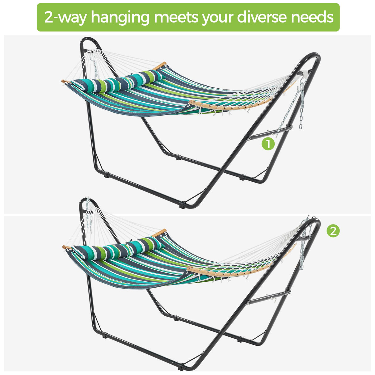 Yaheetech Universal Hammock Stand, Heavy-Duty Double-Pipe Steel Hammock Stand for 9-14.5 Ft Hammocks, 475 Lb Capacity and Capable of Holding 2-3 People Yaheetech