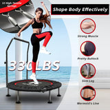 KENSONE 40" Foldable Mini Trampoline, Indoor Trampoline for Kids, Adults Indoor/Garden Workout, Fitness Rebounder with Adjustable Foam Handle, Max Load 330 lbs FREEDARE