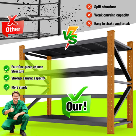 70''W Garage Shelving Heavy Duty 5-Tier Adjustable Storage Shelves Unit,7000 LBS Metal Utility Rack Shelf for Industries, Warehouses, Basement,Black (70''H x 70''W x 24''D) LBVSKK