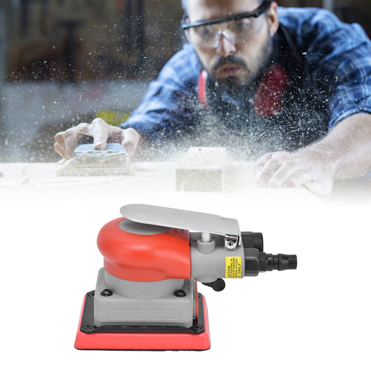 Pneumatic Sander, Alloy Steel Air Sanding Machine, Sandpaper Machines Air Sander Grinding Tools, High Speed Air Powered Sanders Polisher for Wood Metal Sanding, Car Waxing Luqeeg