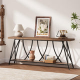 JUSTOGO 70.9" Narrow Console Table for Entryway, Industrial Long Sofa Table Behind Couch, Farmhouse Hallway Table with Storage for Living Room, Entrance, Foyer, Rustic Brown JUSTOGO