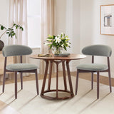 COLAMY Wooden Dining Chairs Set of 2, Modern Fabric Upholstered Kitchen Side Chairs, Farmhouse Dining Room Chair with Foot Pegs, Beige COLAMY