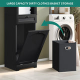 YITAHOME Tilt Out Laundry Hamper Cabinet, 53" Tall Hidden Laundry Hamper with Drawer, Bathroom Storage Cabinet Shelf with a Clothes Basket, Black YITAHOME
