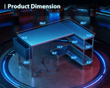 ODK 40 Inch Small L Shaped Gaming Computer Desk with Power Outlets, Corner Desk with Reversible Storage Shelves & PC Stand for Small Space, Modern Simple Home Office Table, Carbon Fiber Surface, Black ODK