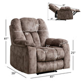 CANMOV Manual Reclining Chair-Overstuffed Recliner Chair with Cup Holder Side Pocket Footrest Fabric Recliners for Living Room Bedroom Apricot CANMOV