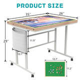 Doerpuz Jigsaw Puzzle Table 1500pcs,Puzzle Table with Legs and Storage Pocket,5 Adjustable Up Level Puzzle Tables for Adults，Puzzle Table with Drawers and Wheels,Wooden and Green Color Doerpuz