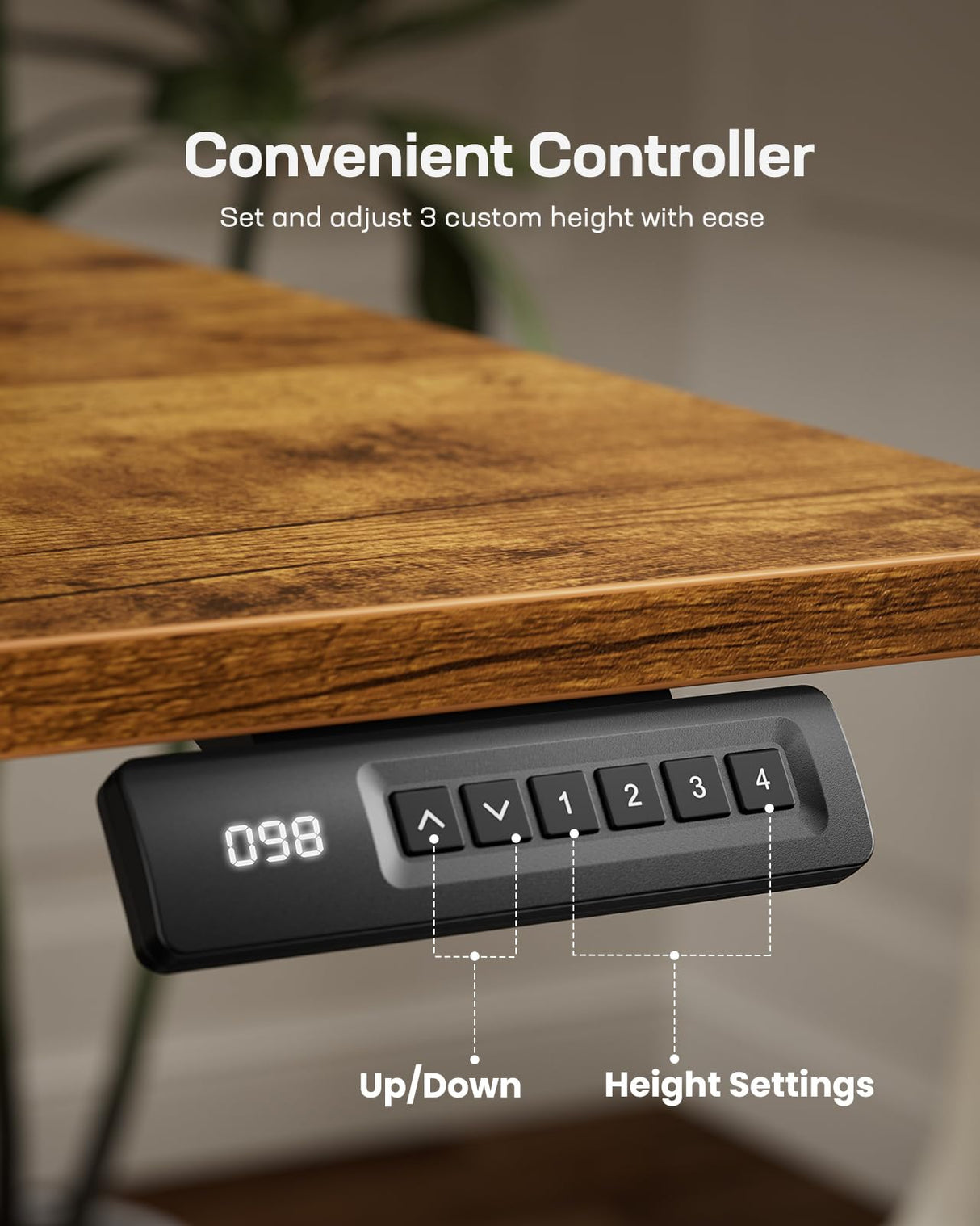 Marsail Electric Standing Desk with LED Lights, 48 * 24 Inch Adjustable Height Sit Stand up Desk for Home Office Furniture Computer Desk with 3 Memory Presets, Headphone Hook Marsail