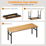 Need Computer Desk Office Desk 62 inches Folding Table with BIFMA Certification Computer Table Workstation No Install Needed, Teak AC5BB-157 Need