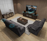 COMHOMA Loveseat Recliner Sofa,Fabric Home Theater Seating Seats,RV Manual Reclining Chair with Bluetooth Speakers,Living Room Furniture Set COMHOMA